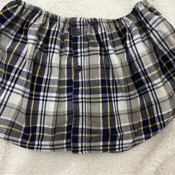 Flannel 2 pcs Upcycled Crop Top and Skirt OS Plaid Shirt - Picture 2 of 7